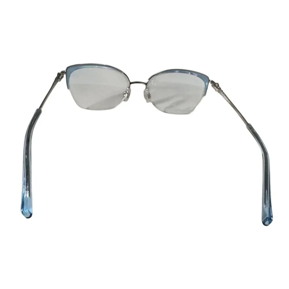 Swarovski SK5307 Eyeglass Frame Only 55-17-140 Blue Metal Semi-Rimless Gemstones - Picture 9 of 14